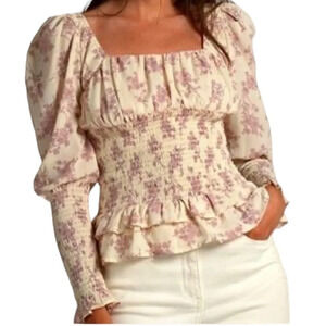 Cistar NY blouse size small smocked flattering puff sleeve blouse like new